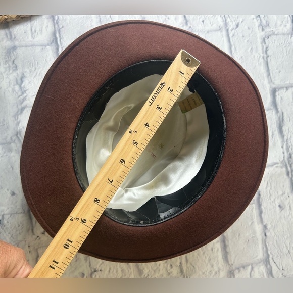 Vintage 1970’s “Godfather” Cream Wool Brown Fedora Hat by Alberto Celini. Wool! - Picture 8 of 10